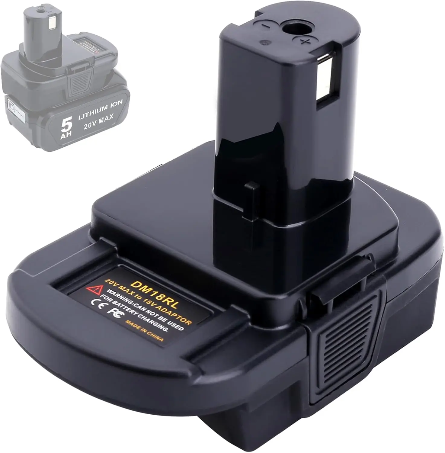 DM18RL Adapter Compatible with Ryobi 18V Tools, Adapter Compatible with Mil-Waukee M-18 18V & Compatible with Dewalt 20V Max Battery to Replacement for 18Volt ONE+ Batteries P102 P109