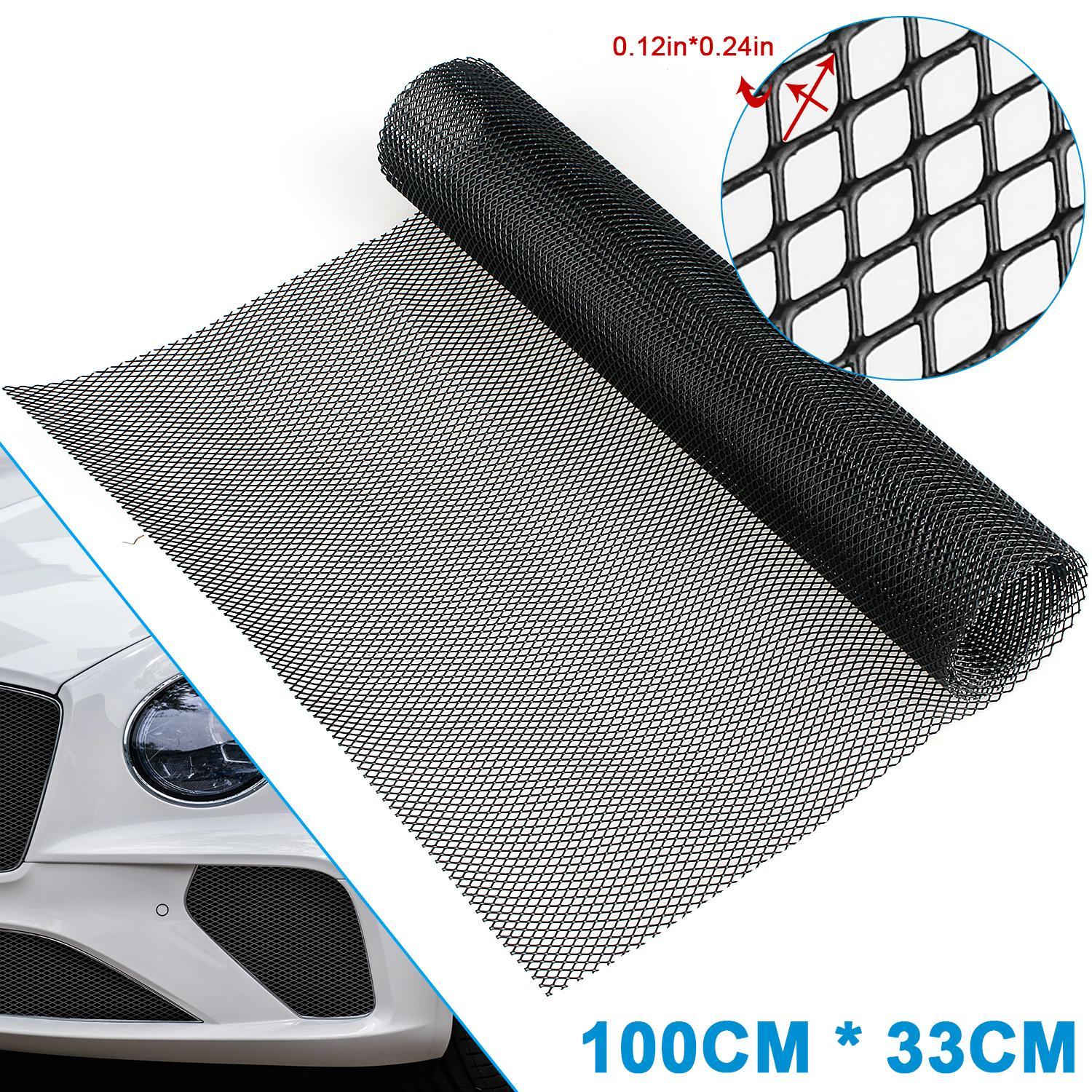 Black Aluminum Universal Car Grille Mesh 100x33cm – Cuttable Front Bumper Grill Guard, Debris & Stone Shield for Radiator, Fits SUV Truck,Car Stuff