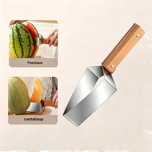 Stainless Steel Watermelon Cutter Gadget, Multifunctional Kitchen Fruit Vegetable Slicer Divider, Home Cantaloupe Cube & Pulp Tool, Quick Slice Dice Cutting Special Tool Blade, Durable Fruit Tool