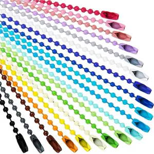 Hicarer 200 Pack Colored Bead Keychain Metal Hanging Chains 4.72 Inch Keychains Necklace Connector for Hanging Ornament Jewelry Tag (Vibrant Color)