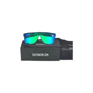 Poderoso black frame blue green lens