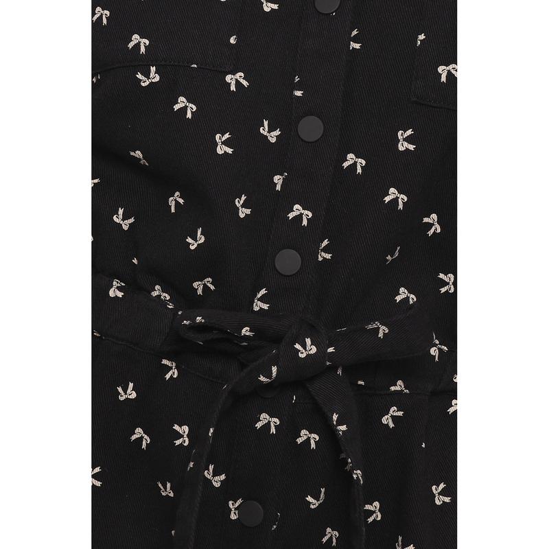 Niqui Long Sleeve Romper - Black Cream