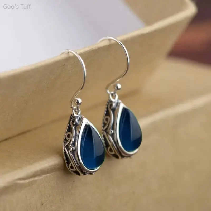 Boho Ethnic Vintage Dangle Earrings, Antiqued Silver Teardrop Tibetan Ornaments, Retro Textured Lightweight Festival Travel Costume Jewelry Accessory