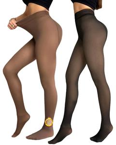 [PLUS SIZE] CHICME  Warm Winter ShapeLift 2-Piece Magic Fleece Lined Leggings/Thick Elastic Waist Thermal Pantyhose Tight Thin Fleece Thermal Pantyhose Warm Leggings Fit Casual
