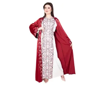 Luxurious Satin Kaftan with Exquisite Embroidery