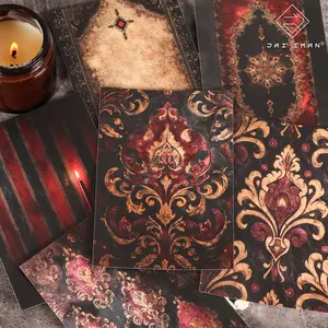 JAIIMAN 24sheets Self-adhesive Burgundy Gothic Background Journal Decoration Sticker, Matte Film Process, Arts Crafts Decals for Collage Decoration, Junk Journals, Scrapbooking Supplies, Scrapbook Materials, Paper Craft, Collecting and Gifting