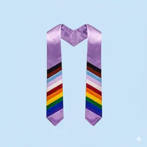 Gay Pride Lavender Graduation Stoles – High-Quality LGBTQ+ Lavender Stoles with Rainbow Trim for Graduation Ceremonies, Pride Celebration, Inclusivity, Academic Achievement, and LGBTQ+ Visibility