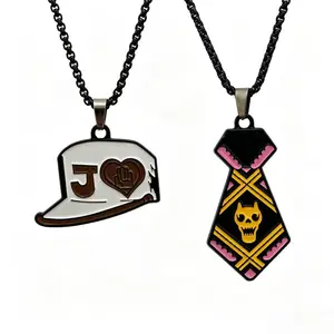 Bizarre Adventure Series Jotaro Kujo Hat Pendant Necklace with Free Leather Cord Necklace | Jotaro Kujo Hat | Kira Yoshikage Tie | Perfect Gift | Unisex Design | Party Accessories | Fashion Jewelry |