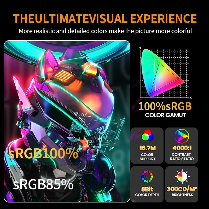 27 Inch Curved Gaming Monitor – FHD 1920×1080, 100Hz Refresh, 1ms Response, HDMI/DP Dual Ports, Built-in Speakers, VESA Wall-Mount, Adaptive Sync, 100% sRGB, 1800R Curvature