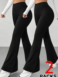 Women's Casual Slim Fit Bell Bottom Pants, Casual Comfy Trouser, Comfortable Fabric, Plain Design, Perfect for Daily Wear, Outdoor, Shopping, Friend Gatherings