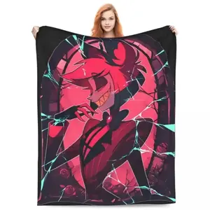 H-Hazbin Hotel Alastor Game Blanket Soft Funny Throw Blanket Cozy Lightweight Plush Portable Cover Blanket for Sofa,Warm Gift for Birthday,Christmas,Multiple Blankets