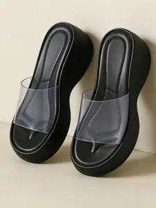 Trendy Colorful Wedge Sandals for Women, High Heel Thick Sole Platform Flip Flops, Outdoor Wear, Stylish and Comfortable Footwear Flatform