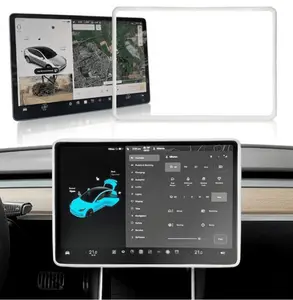 White TPE Screen Frame Protector for Tesla Model 3 & Y Computer Accessories Silicone 2021-2023 Control Touchscreen Protective Film