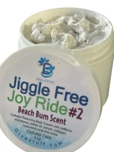 Diva Stuff JIggle Free Joy Ride #2, Cellulite Cream with Caffeine, Activetone, Lemon, Coffee Oil, Collagen and More, Beach Bum Scent, 4 Oz jar