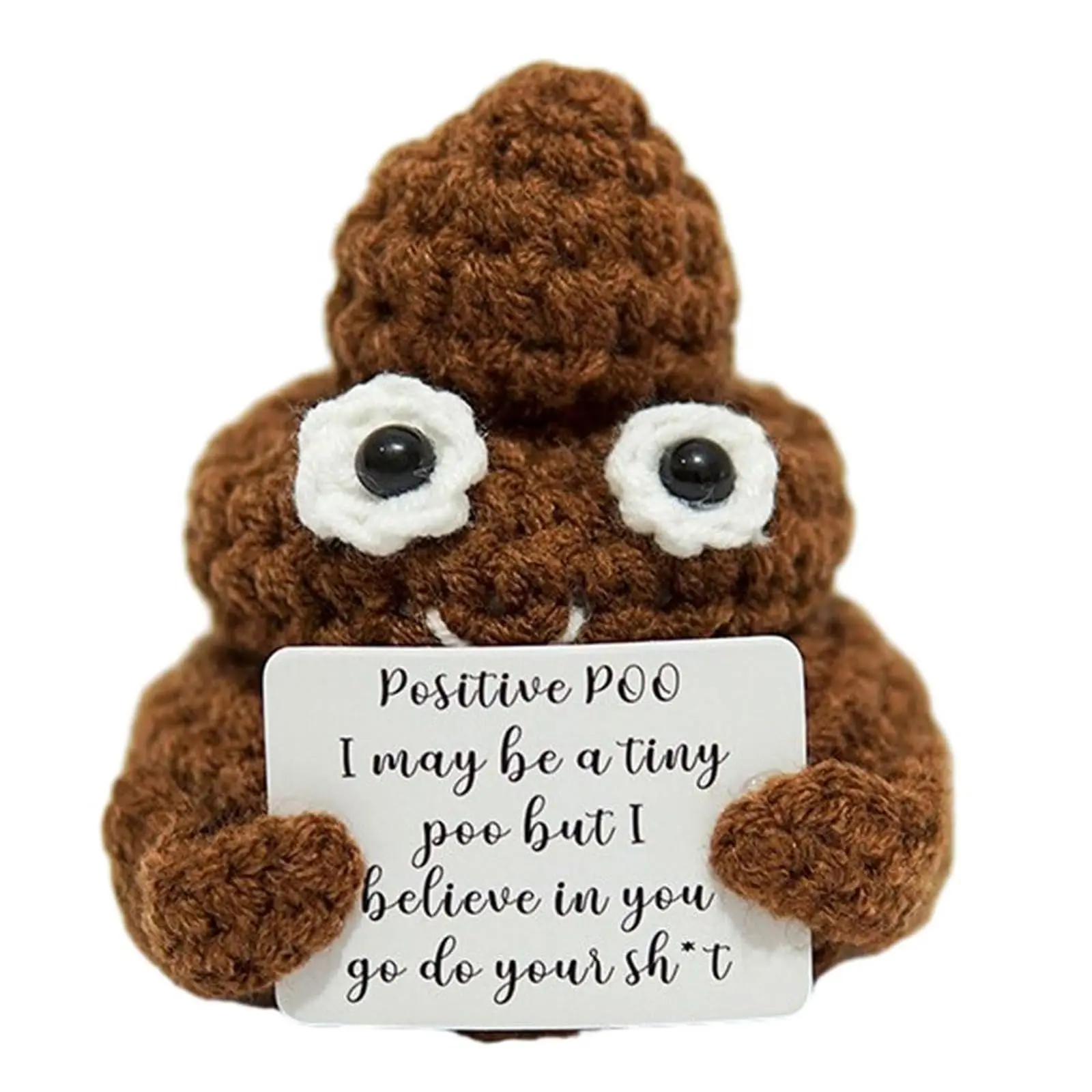 Cute Positive Poo Crochet Doll, Mini Funny Positive Poo Doll, Soft Huggable Cheer Up Gifts for New Year Gift Birthday Gifts Friends Party Decoration, Crochet Figure, Cute Stuffies