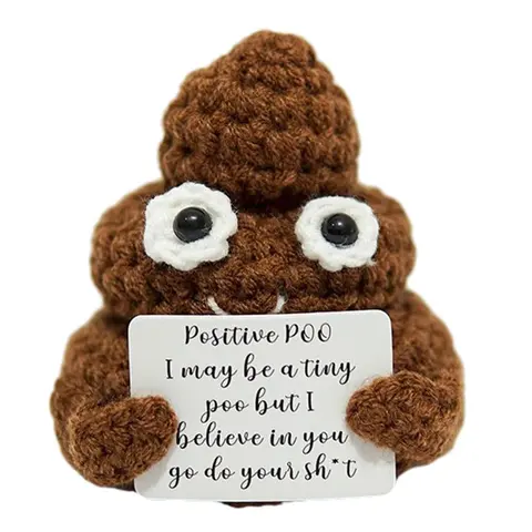 Cute Positive Poo Crochet Doll, Mini Funny Positive Poo Doll, Soft Huggable Cheer Up Gifts for New Year Gift Birthday Gifts Friends Party Decoration, Crochet Figure, Soft Cuddly Gift