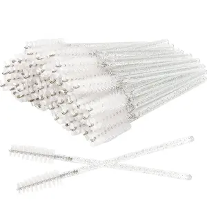 300 PCS Crystal Eyelash Mascara Wands Disposable Lash Brushes for Extensions for Extensions Spoolie Brush Applicators Makeup Tool Kits (White)