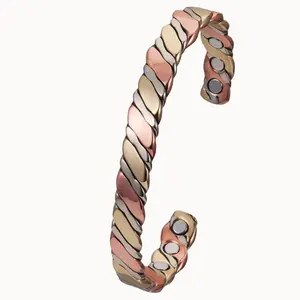 Twisted Copper Tri-Tone Cuff - Adjustable Design with Unique Twist Feature