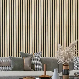 2/4 Pcs 47.2x23.6 Inch 3D Wooden Wall Panels | Sound Absorbing Groove Panels for Ceiling & Wall