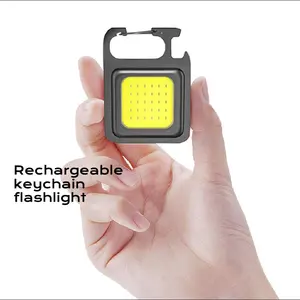 Rechargeable keychain flashlight, 4 piece pack, high-lumen ultra-bright LED working light strip with magnets, clips, bottle opener, suitable for dog walking, car repair, emergencies, camping, EDC