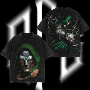 Superstyle Dr.Doom "The Masked Tyrant" Doctor Doom MCU Edition Double Printed Oversize Lightweight Acid Washed Tee Hoodie Sweater TV Series Graphic Design Top Cotton Streetwear Comic Superheroes T-Shirt Hoodie Crewneck Clothes Menswear Womenswear
