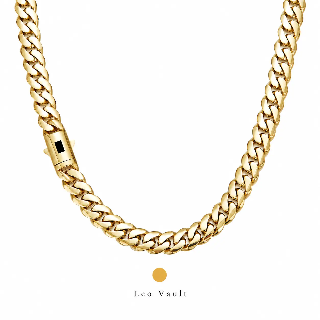 Leo Vault 14K Gold Plated Miami Cuban Link Chain Necklace for Men Women, 14mm Gold Cuban Chain with Smooth S Clasp, Chunky Hip Hop Streetwear Jewelry, 16/18/20/22/24/26/28/30in