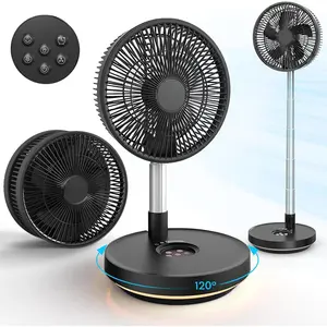 X10 Portable Fan, Cordless 7200mAh  Operated Oscillating, USB Rechargeable Desk Floor Fan with Remote & Timer & Light, Foldable Telescopic Fan for  Bedroom Travel Camping (Black)