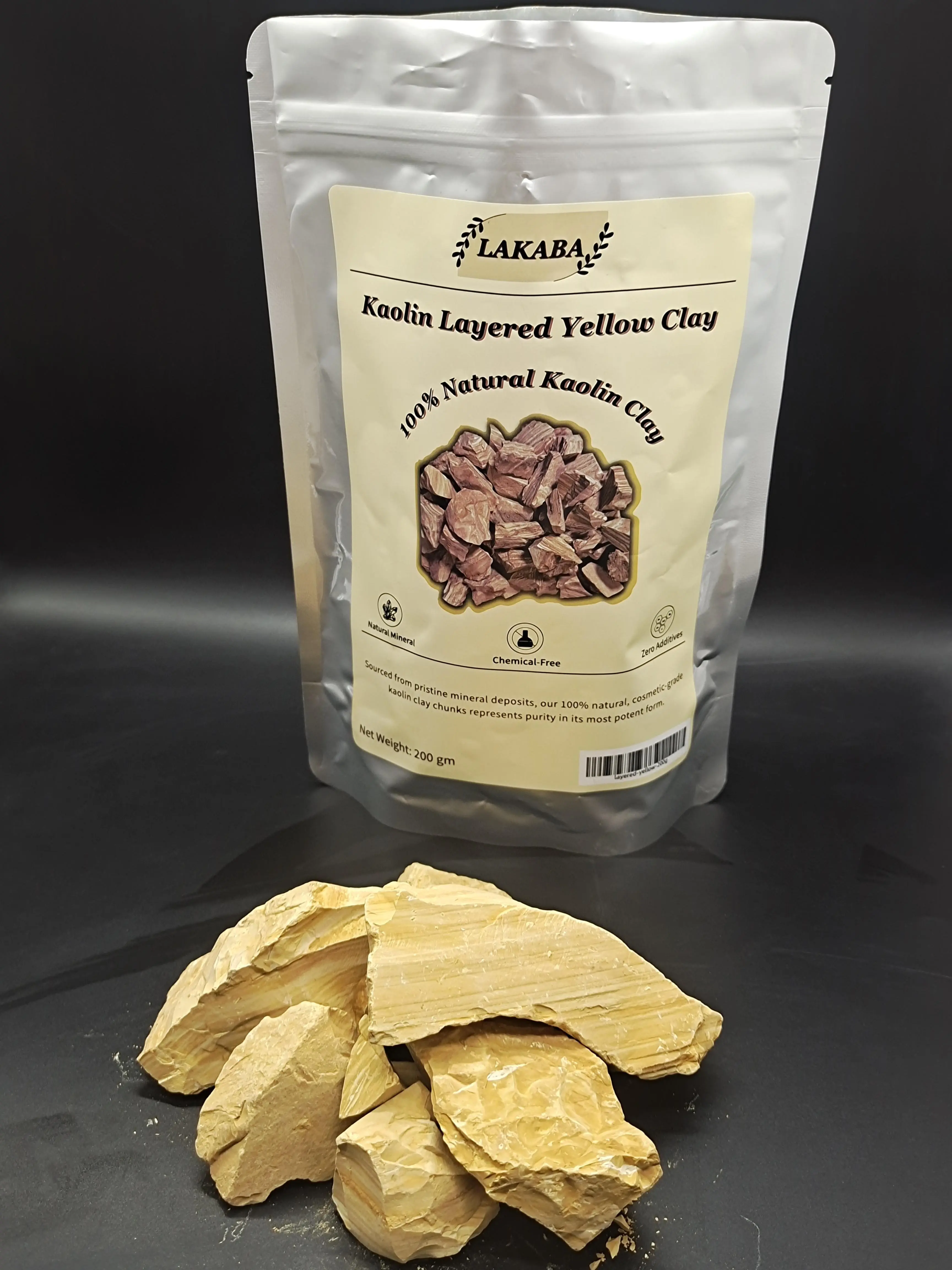 Lakaba Natural Yellow Narat Cosmetic-Grade Pure Organic Edible Chalk, 200g (7oz) Natural Clay Garden Soil, for Skin Repair, Clay Mask Stick Skin Care