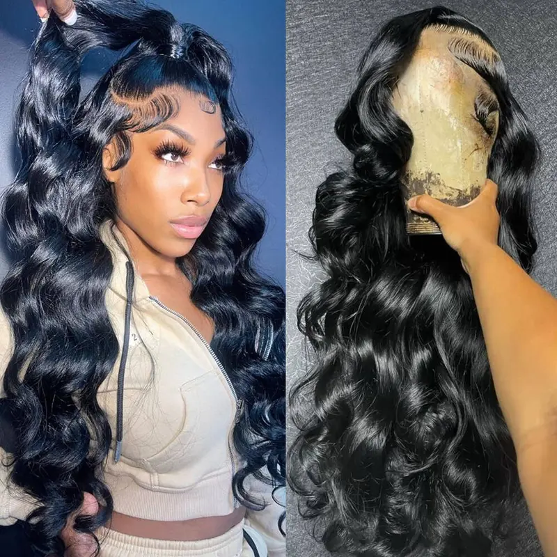 Female 180 Density Brazilian Virgin Human Hair 360 HD Full Lace Frontal Wig - Bling Upgrade Invisi-Drawstring Body Wave, Pre-Plucked Transparent Cover, Lace Front Wigs, Sohochic, TikTok Shop Black Friday Deal