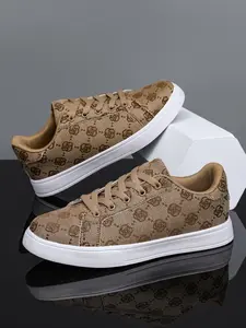 Men's Breathable Leather Casual Sneakers, Fashion Low Top Shoes, Comfortable Sports Footwear for Daily Wear