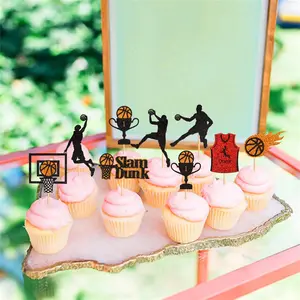 Basketball Victory Celebration Paper Cup Cake Decorations, Sports Theme Birthday Party Supplies, 8 Pieces Per Pack, Wedding Occasion