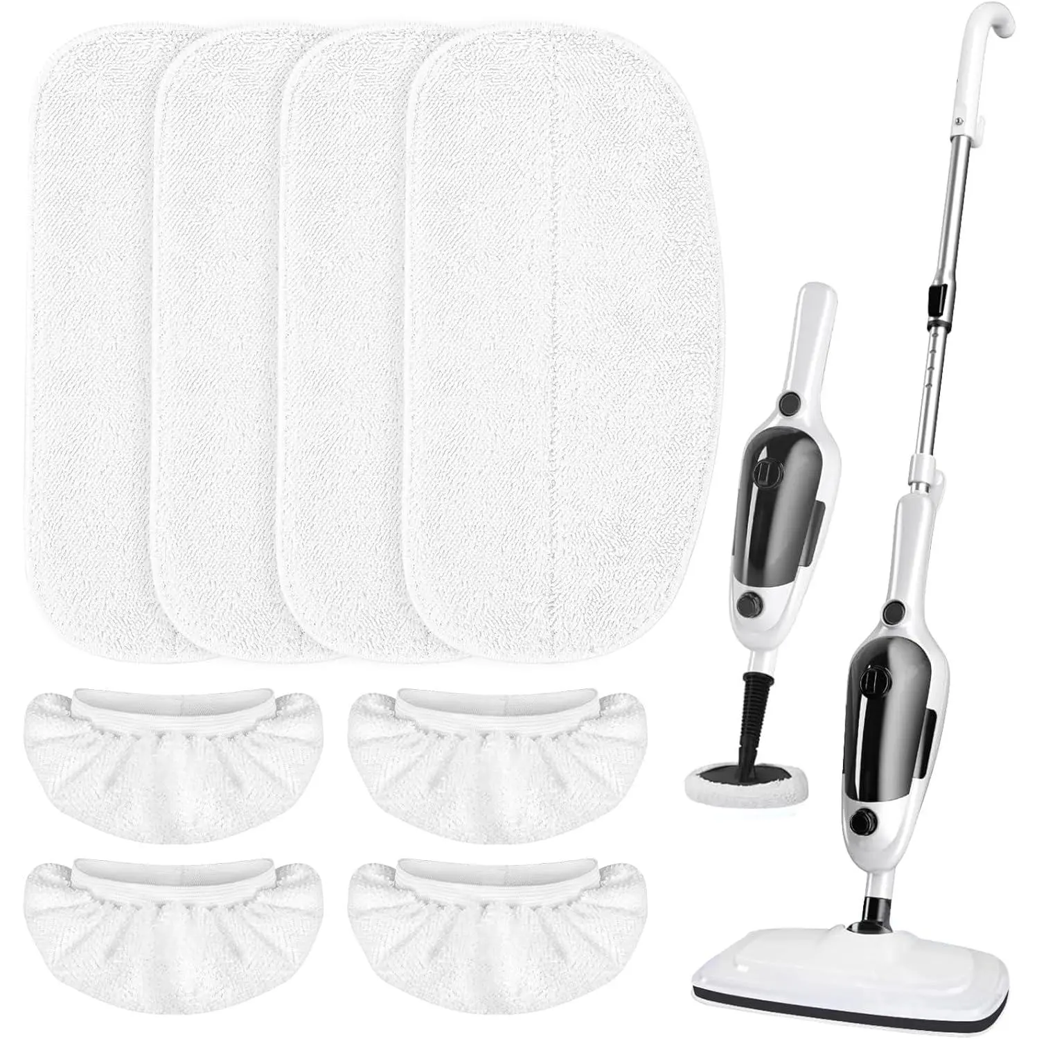 4 Pack Steam Mop Pads + 4 Microfiber Small Cloths Compatible with KGHKGH & Sprobil & Rvwsx Steam Mop Steam Cleaner, Washable Steam Mop Replacement Pads for Scratchfree Floor Cleaning