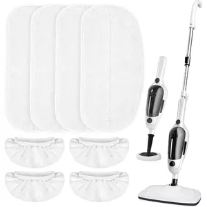 4 Pack Steam Mop Pads + 4 Microfiber Small Cloths Compatible with KGHKGH & Sprobil & Rvwsx Steam Mop Steam Cleaner, Washable Steam Mop Replacement Pads for Scratchfree Floor Cleaning