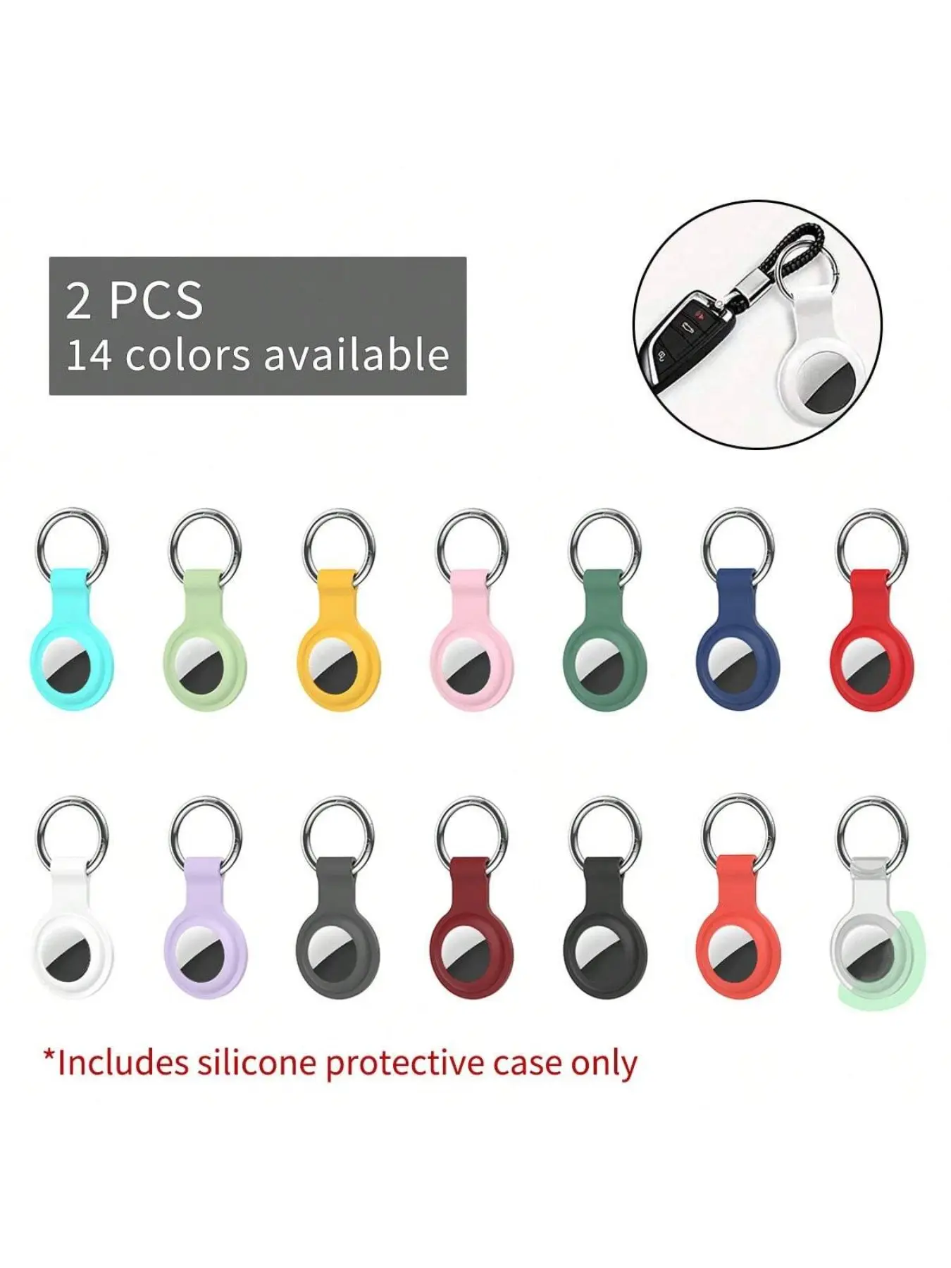 2-pack silicone protective cases, Smart key finder, suitable for AirTag card holders, with keyring/chain, compatible with AirTag GPS item tracker accessories, Keep your AirTag card holder safe and discreet with silicone AirTag case