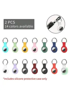 2-pack silicone protective cases, Smart key finder, suitable for AirTag card holders, with keyring/chain, compatible with AirTag GPS item tracker accessories, Keep your AirTag card holder safe and discreet with silicone AirTag case