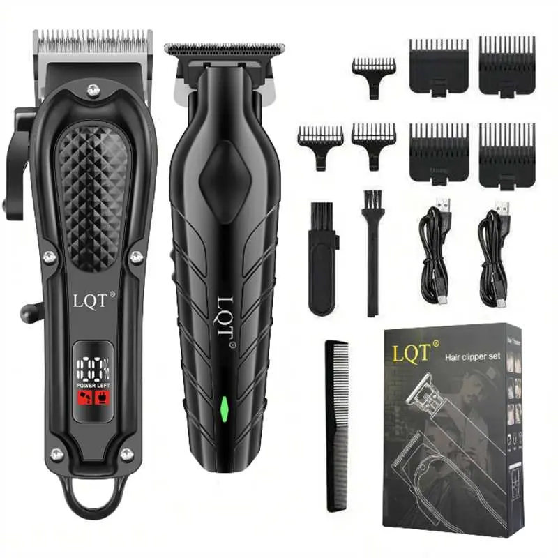 LQT Professional 2-in-1 Cordless Hair Clippers Set, Low Noise Grooming Kit with 300 Mins Runtime, LED Display & 7 Combs for Home Haircuts, Beard Trimming