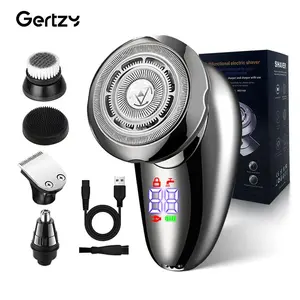 GERTZY Rechargeable Electric Shaver for Men, 5-In-1 Portable Travel Shaver USB Shaving Device with Nose Hair Trimmer, Perfect Father's Day Gift for Him, Cordless Shaver