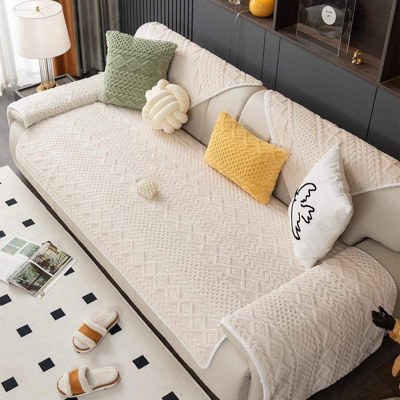 Solid Color Sofa Cover,For Boneless Chaise Lounge Sofa Bed Non-slip Sofa Slipcover,Soft Comfortable Sofa Towel Or Throw Pillowcase,Sofa Protector for Home Living Room