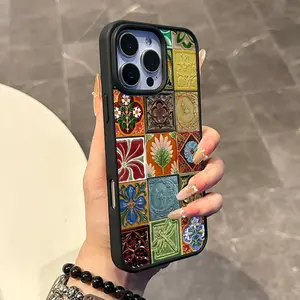 Chic Magnetic Case for iPhone11/12/13/14/15/16/17/promax Vintage Floral Tiles Collage MagSafe Ready, Anti-Slip, Ultra Thin | Aesthetic Touch for Daily Use