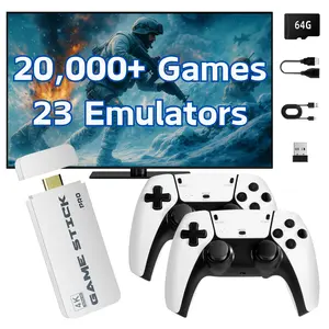 Retro Gaming Console Kit, Game Stick, Multi-emulator Support, Dual Player Supported, HDMI Plug and play, Include 2 Controller, 64G