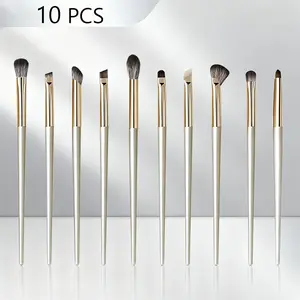 10-Piece Professional Eyeliner Brush Set, Nylon Bristles, Unfragranced Light, Abs Handle, Precision Makeup Brushes, Includes Brush Case