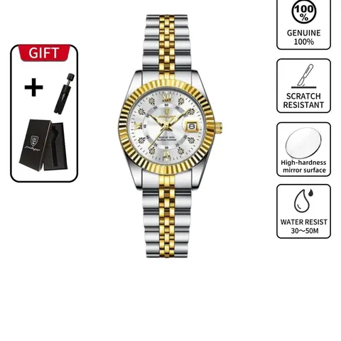 Poedagar women's watch, waterproof luminous date display, Elegant Dial, Analogue Quartz Watch, stainless steel quartz movement, perfect gift for birthdays, Fashionable Watches