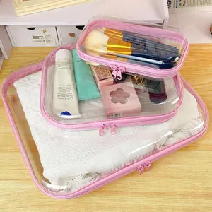 Transparent Hard Zipper Box Pencil Case, Plastic Storage Bag, Travel Makeup Bag, Snack Bag, Home Cosmetic Toy Organizer