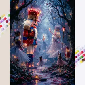 1pcs 5D DIY Handmade Diamond Painting Kit, 5D Diamond Art Set, DIY Decoration, Nutcracker, Princess, Forest Diamond Painting Kit Full Round Diamonds DIY, Mosaic, Diamond Art, DIY Art Home Decoration, Suitable for Halloween and Christmas