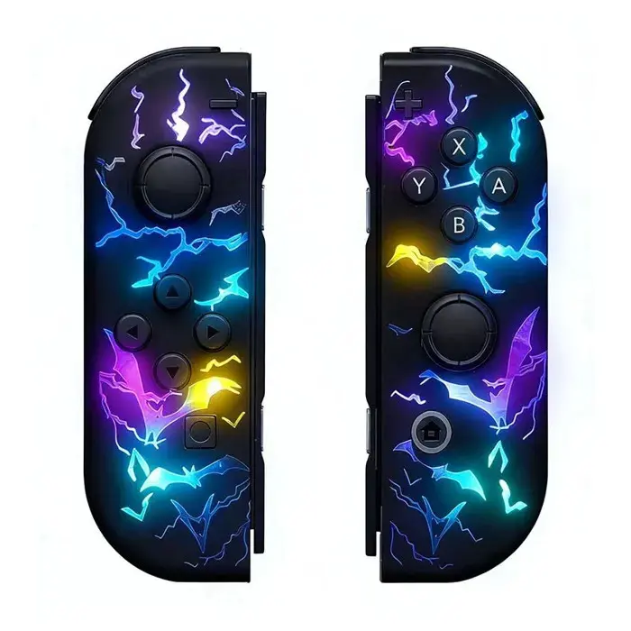 Wireless Joy-Con Compatible Handheld Gaming Controller for Nintendo Switch/Lite/OLED, ABS Plastic Durable RGB Lights Gamepad with Wake-Up Motion Control, Rechargeable Batteries Gaming Console Accessories