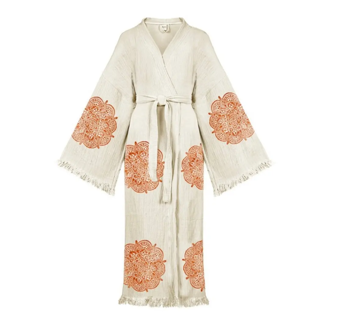 Mandala Turkish Cotton Robe | Lightweight Spa Robe, Resort wear & Cover-Up