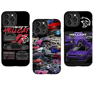 Performance Car Elements Charger SRT Hellcat Automotive Enthusiast Speed Art Tough Phone Case. Edgy Motorsport Action Aesthetic Rugged Shockproof Protective Cover For iPhone 17 Pro Max 16 Air 15 14 13 12 11.