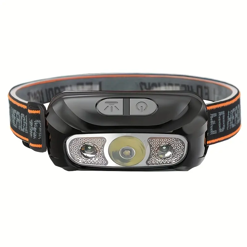 LED Sensor Headlight - Compact Headband, IP44 Rated, Mini USB Port Rechargeable, Powerful Portable Camping & Hiking Gear
