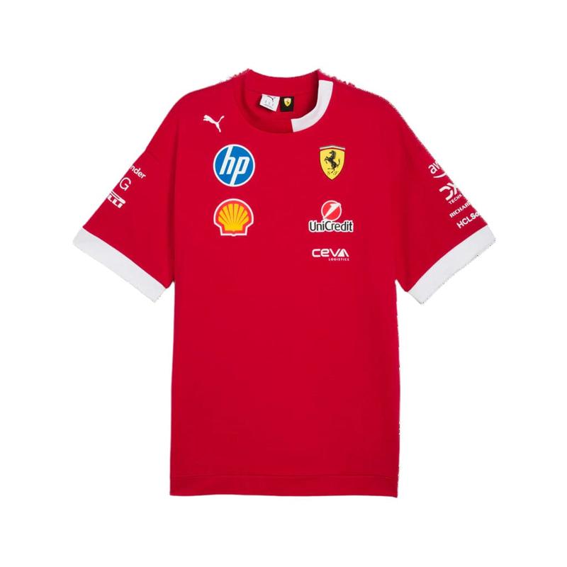 Scuderia Ferrari F1 2025 Men's Team Oversized T-Shirt - Dark Cherry
