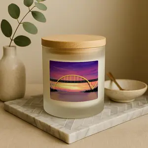 Milwaukee Hoan Bridge Candle | Hand-Poured Coconut Soy Candle with Wood Wick | Milwaukee Gift | Cozy Home Decor | Bohemian Rose